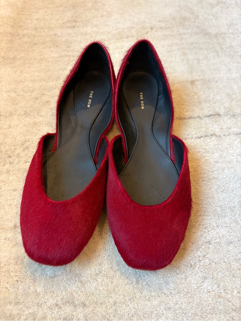 The Row Gemma Pony Hair  Burgundy Ballet Flats